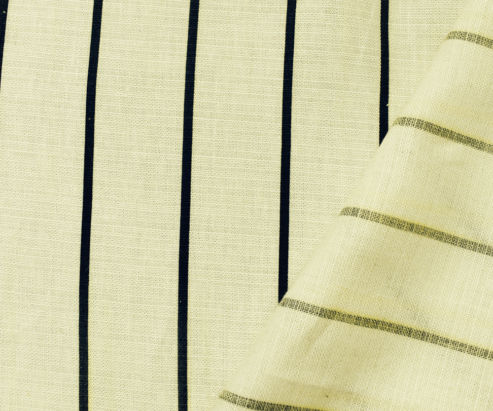White-Navy Cotton Vertical Stripe Printed Slub Woven Fabric