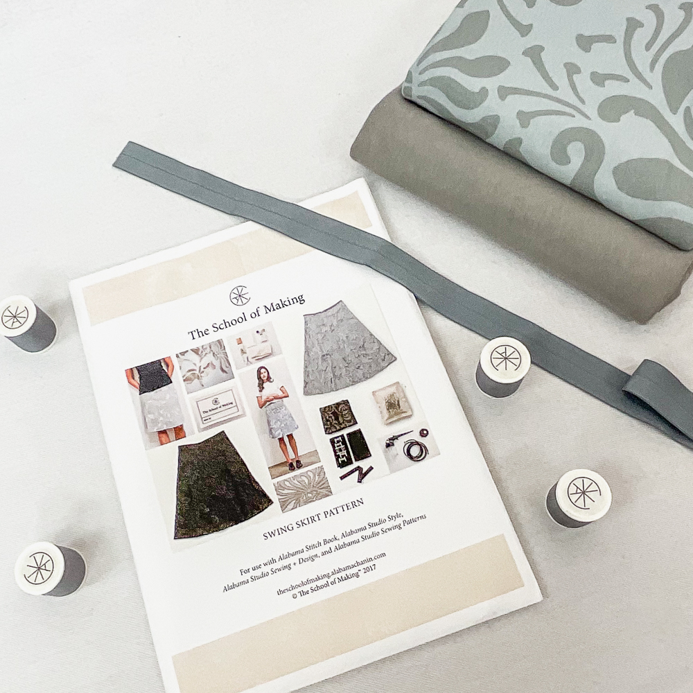 Swing Skirt Kit - includes Fabric and Pattern - total 3 1/2 yards jersey knit fabric made in the US