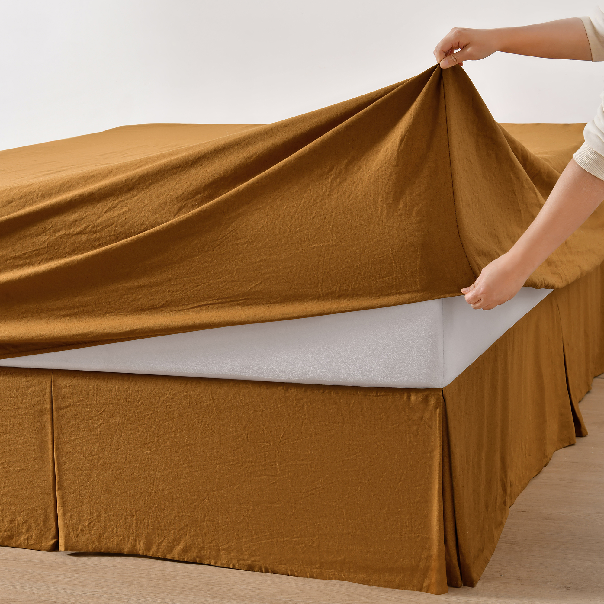 Dreamaker Linen Cotton Sheet Set Rust - Single Bed